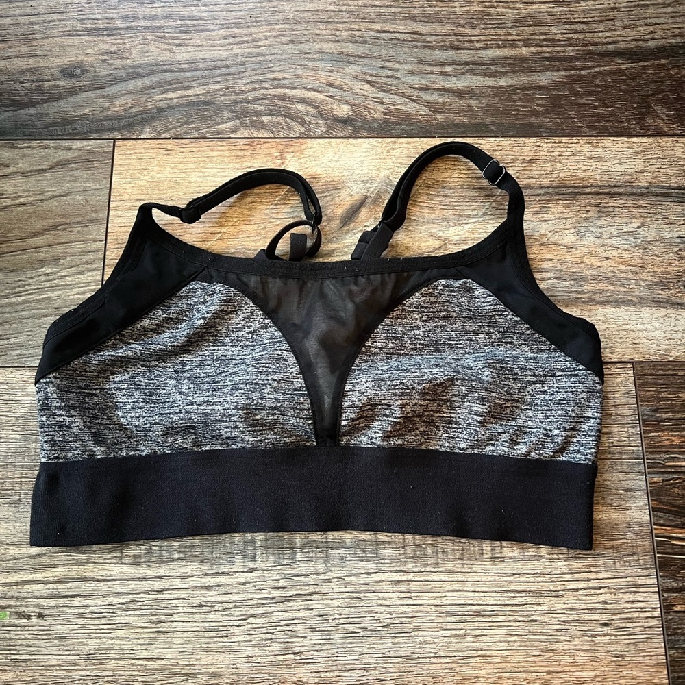 PINK Victoria's Secret Black and Gray Medium-Impact Sports Bra